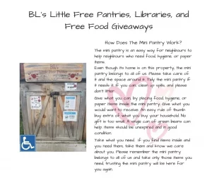 Bl’s Little Free Pantries, Libraries and Free Food Giveaways